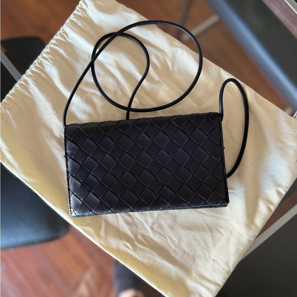 Bottega Veneta navy Intrecciato Woven Leather Crossbody WOC